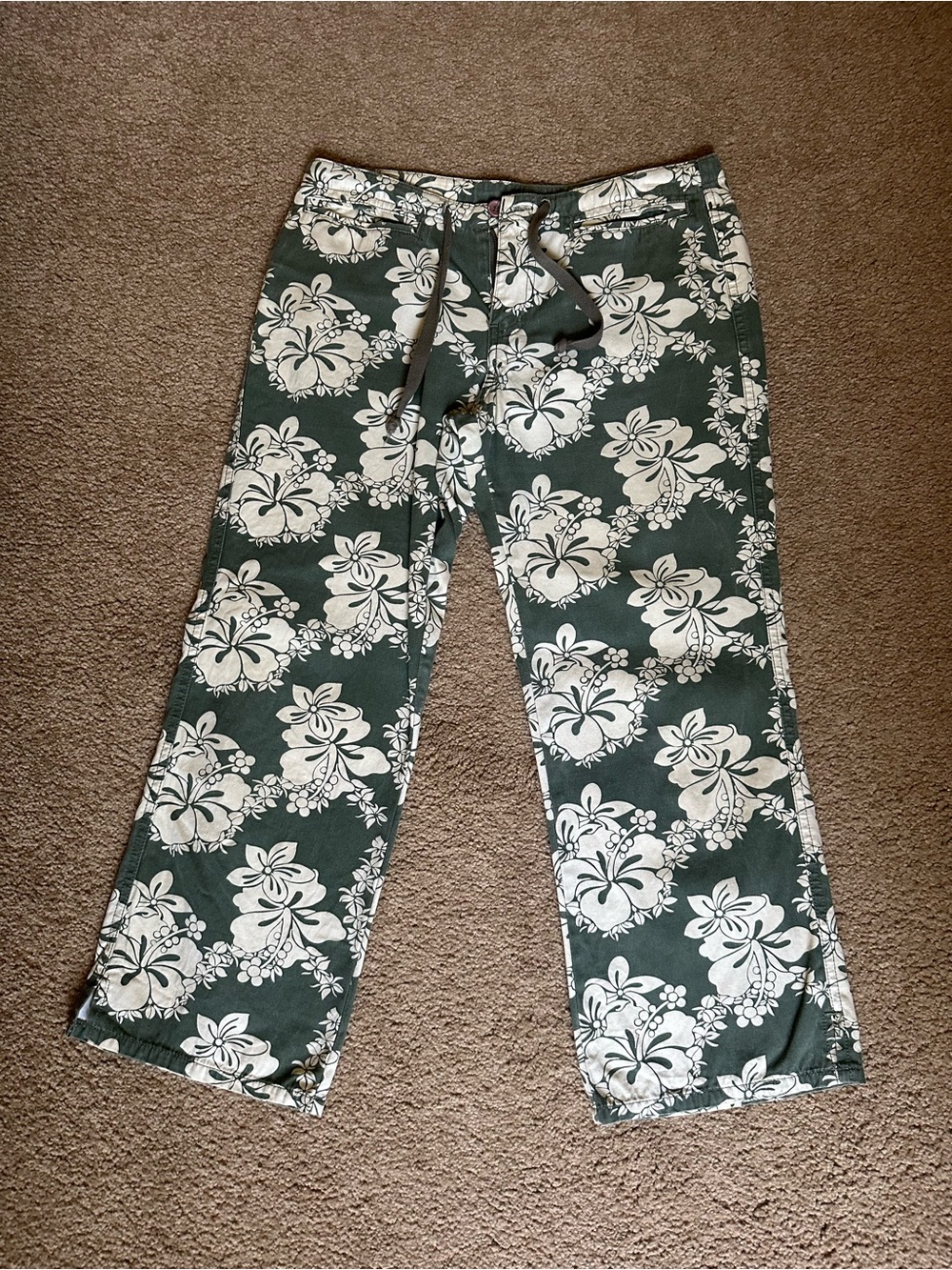 TILT Green Floral Cotton cropped pants